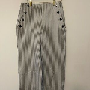 Striped Black and White Women's Wide-Leg Pants